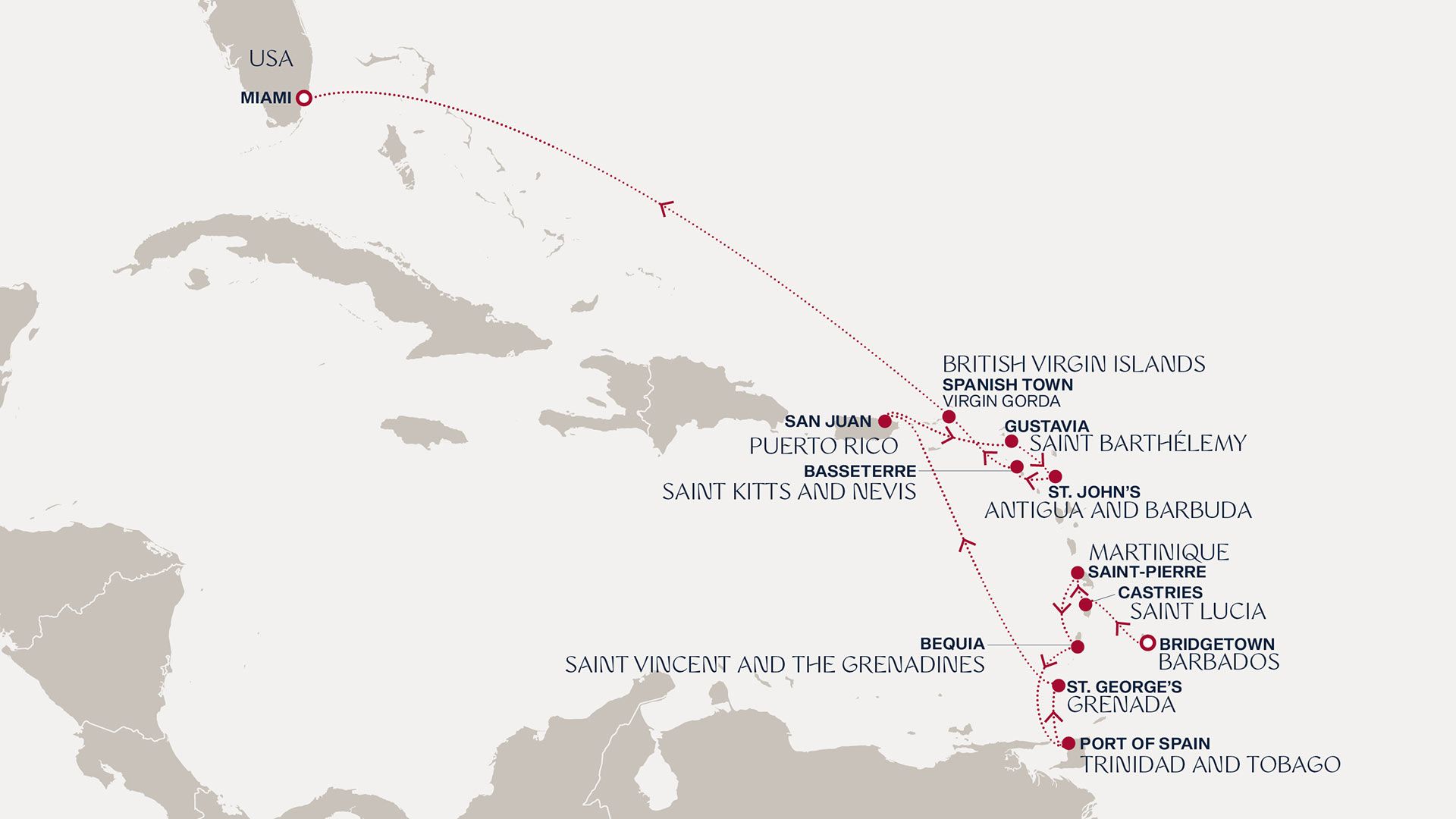 An Extended Journey of Caribbean Indulgence and Island Adventures Itinerary Map